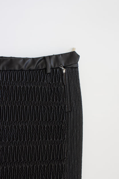 Prada 2000s black matelassé faux leather mini-skirt