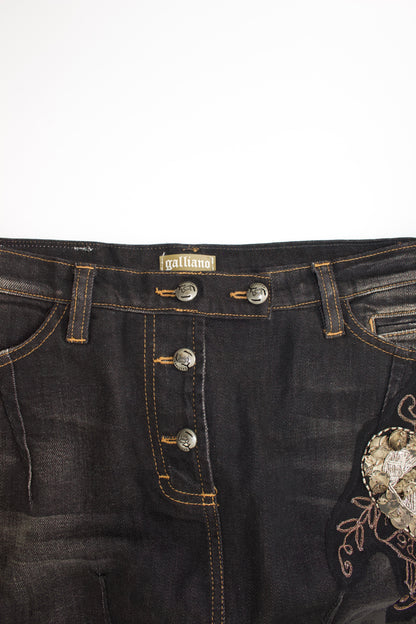 Galliano black mini skirt