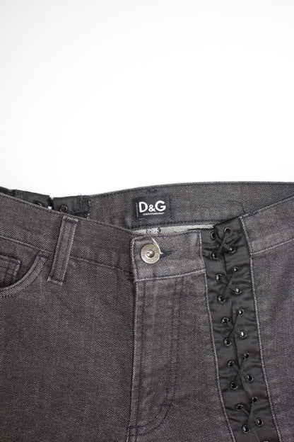 Dolce & Gabbana SS 2002 grey lace-up jeans