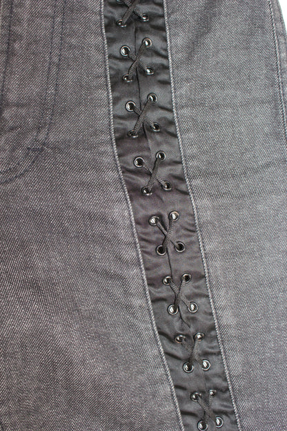 Dolce & Gabbana SS 2002 grey lace-up jeans
