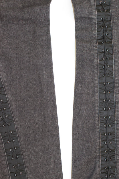 Dolce & Gabbana SS 2002 grey lace-up jeans
