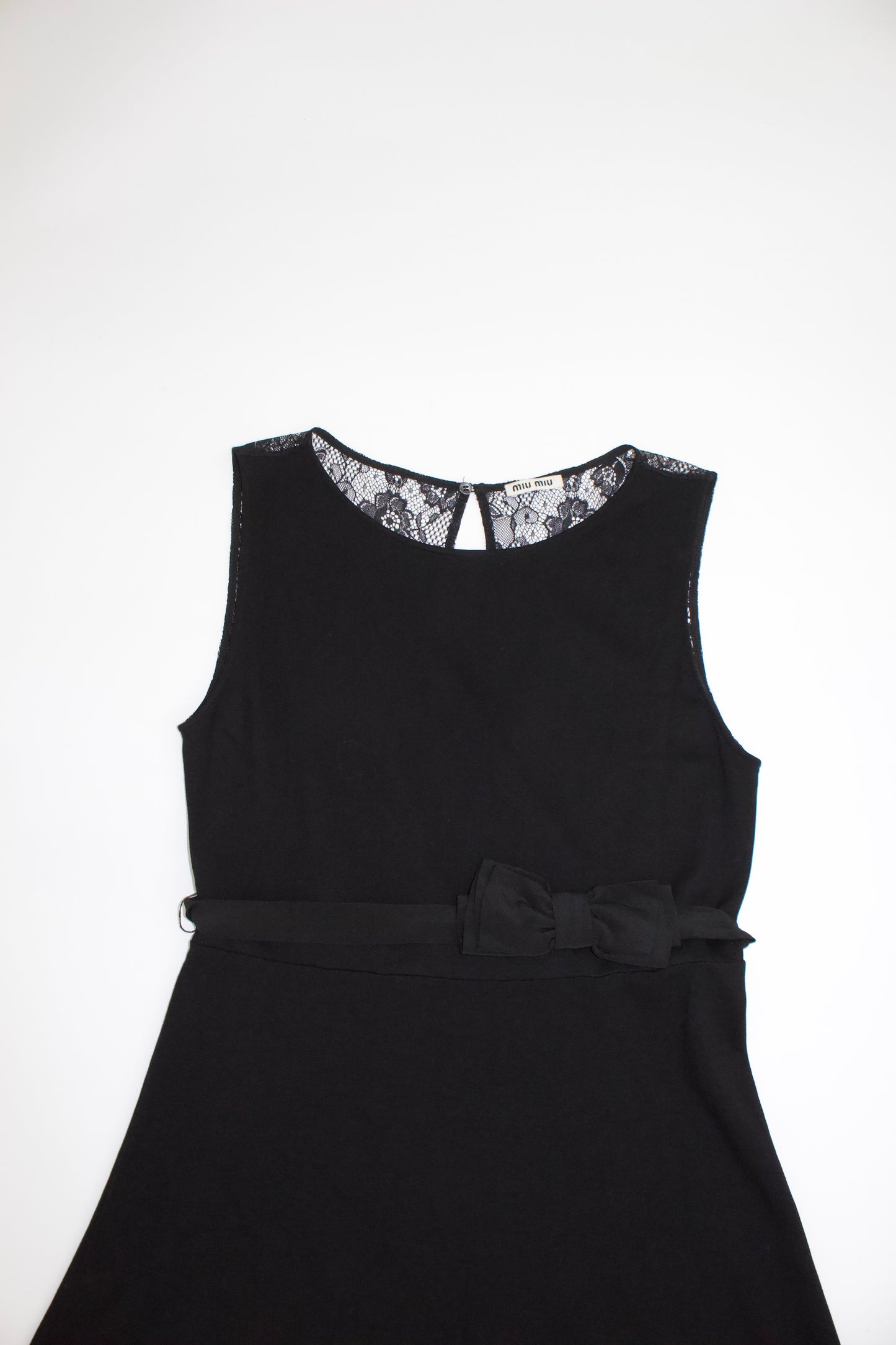 Miu Miu little black dress with bow tie and lace back