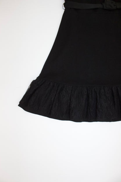 Miu Miu little black dress with bow tie and lace back