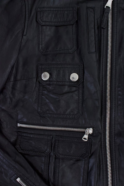 Dolce & Gabbana 2000s black leather multi-pocket jacket