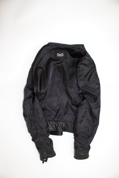 Dolce & Gabbana 2000s black leather multi-pocket jacket