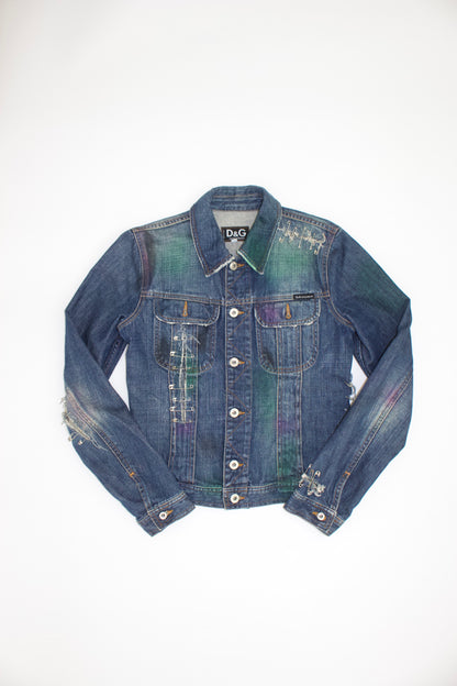 Dolce Gabbana SS 2001 denim jacket with safety pins