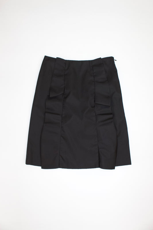 Prada FW 2008 black nylon ruffled skirt