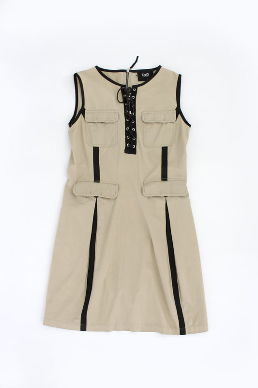 Dolce & Gabbana cream dress with lace-up detailing