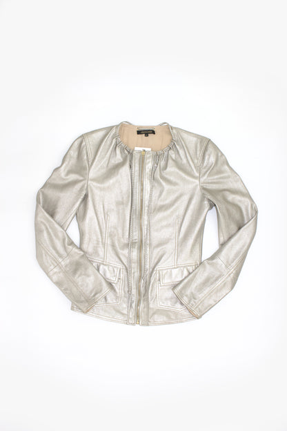 Roberto Cavalli 2000s silver leather jacket
