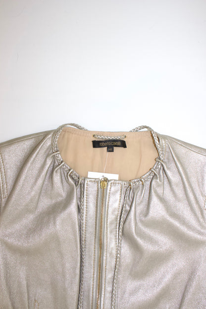 Roberto Cavalli 2000s silver leather jacket
