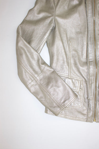 Roberto Cavalli 2000s silver leather jacket
