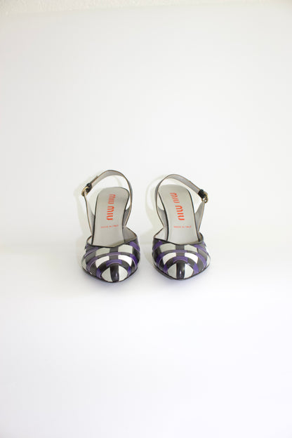 Miu Miu SS 2001 blue and white heels