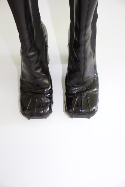 Miu Miu FW 1999 black patent leather boots