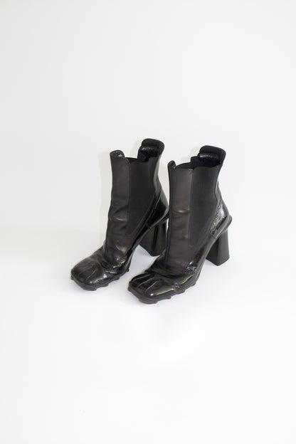 Miu Miu FW 1999 black patent leather boots