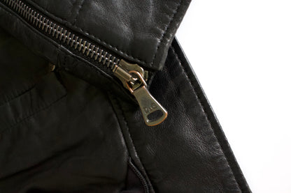 Dolce & Gabbana black leather jacket with ruffles