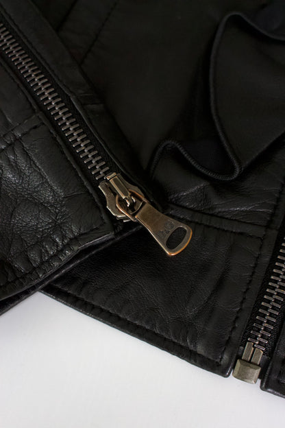 Dolce & Gabbana black leather jacket with ruffles