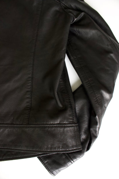 Dolce & Gabbana black leather jacket with ruffles