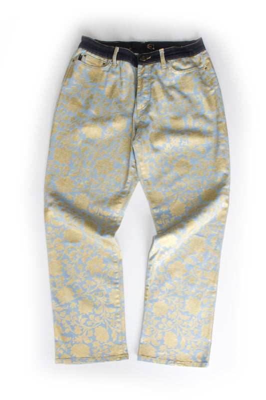 Roberto Cavalli golden floral jeans