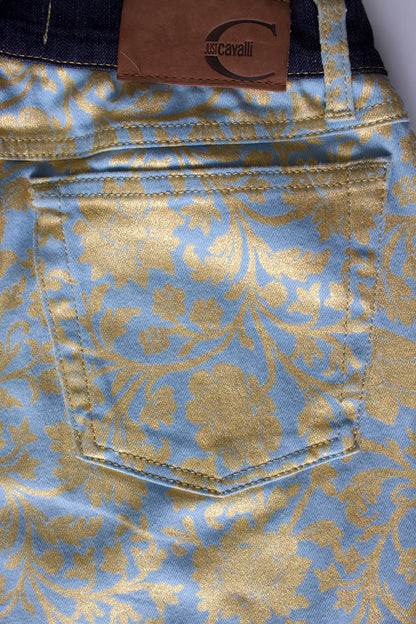Roberto Cavalli golden floral jeans