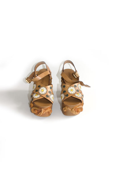 Miu Miu SS 2020 carved wedge sandals
