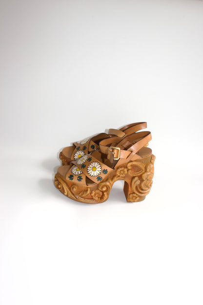 Miu Miu SS 2020 carved wedge sandals