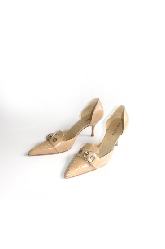 Prada SS 2002 beige leather heels