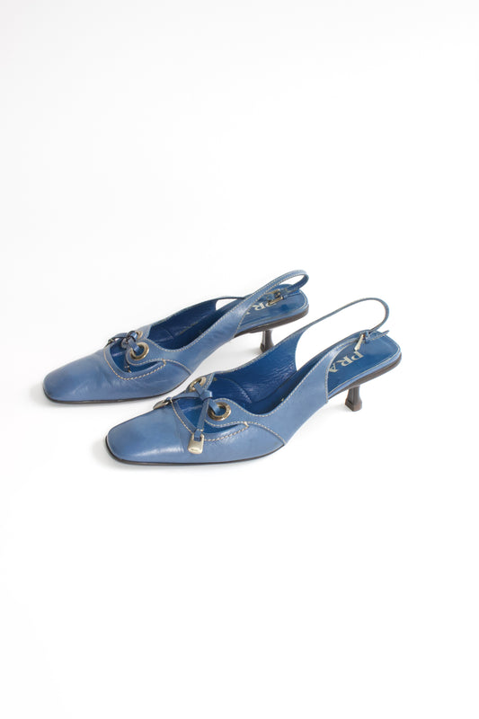 Prada 2000s azzure kitten heels