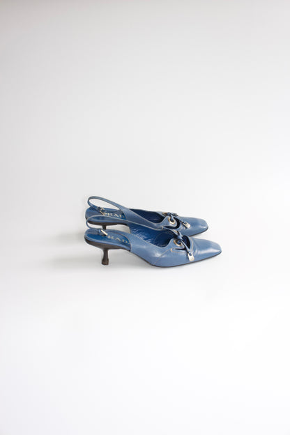Prada 2000s azzure kitten heels