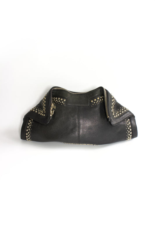Alexander Mcqueen SS 2010 De Manta black leather clutch