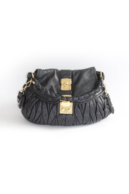 Miu Miu black matelasse Coffer crossbody bag