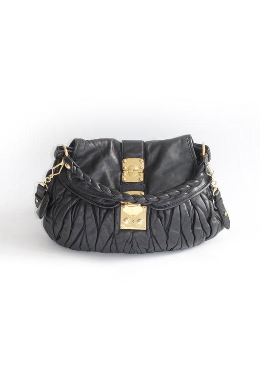 Miu Miu black matelasse Coffer crossbody bag