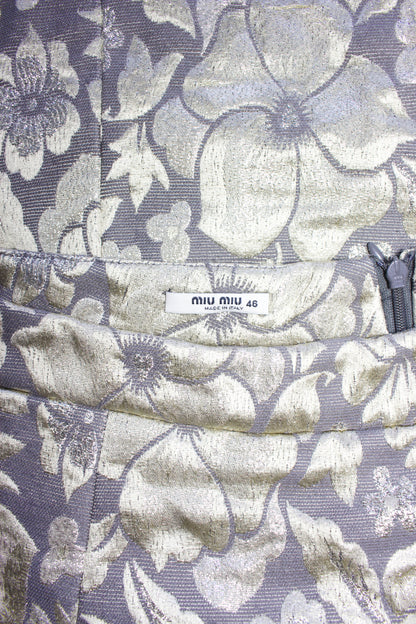 Miu Miu FW 2004 silver brocade skirt