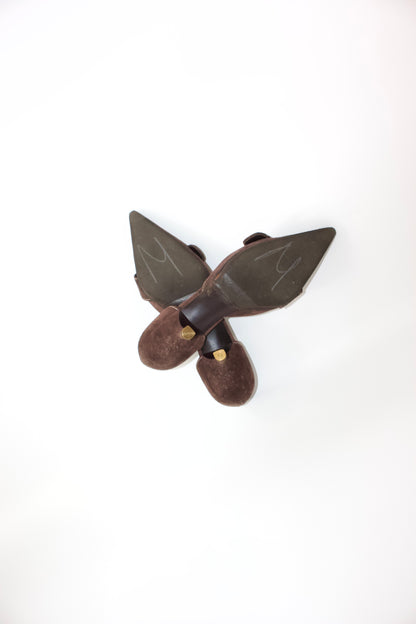 Prada SS 2002 brown suede kitten heels