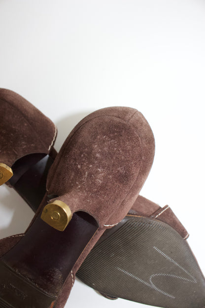 Prada SS 2002 brown suede kitten heels