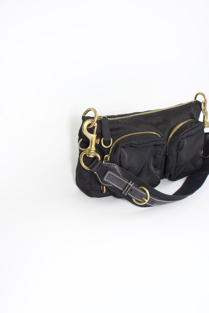 Miu Miu black nylon pocket shoulder bag