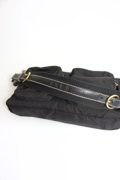 Miu Miu black nylon pocket shoulder bag