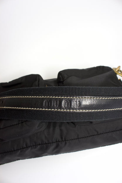 Miu Miu black nylon pocket shoulder bag