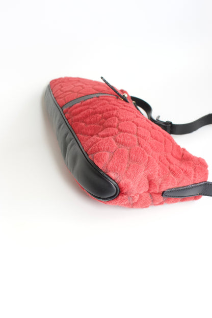Roberto Cavalli red fur baguette