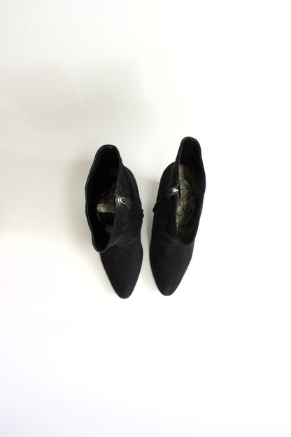 Prada black suede wedge heels