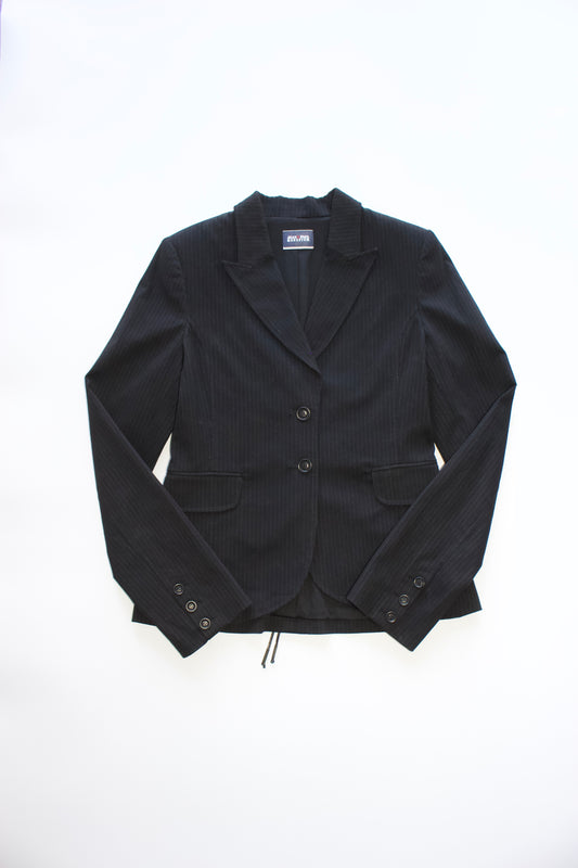 Jean Paul Gaultier black pinstripe blazer with back corset