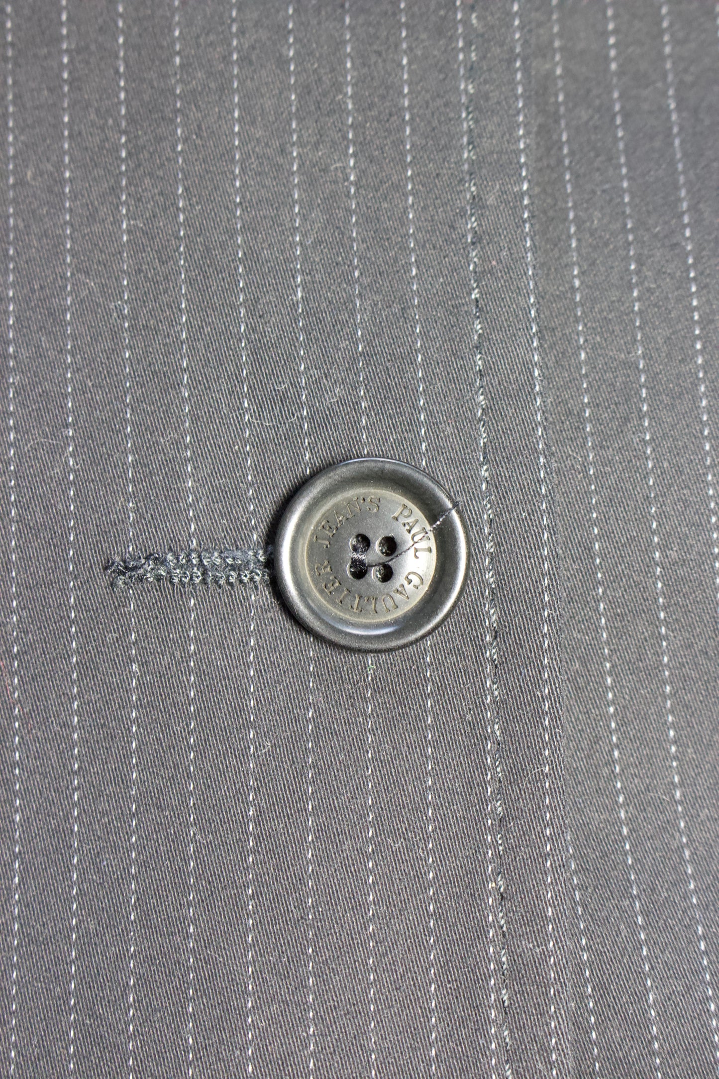 Jean Paul Gaultier black pinstripe blazer with back corset