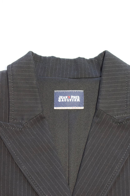 Jean Paul Gaultier black pinstripe blazer with back corset