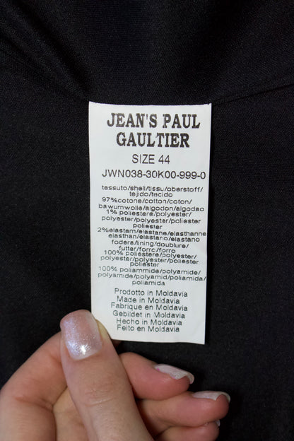 Jean Paul Gaultier black pinstripe blazer with back corset