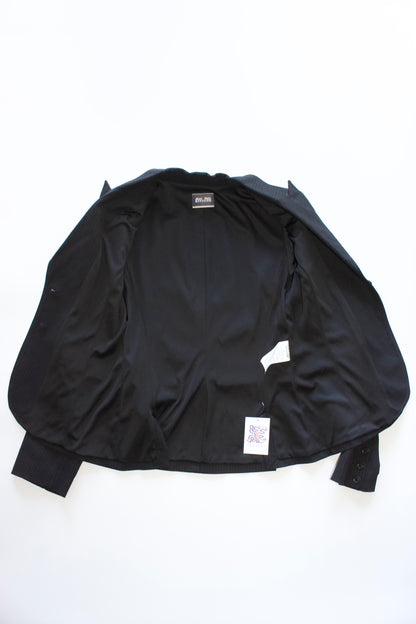 Jean Paul Gaultier black pinstripe blazer with back corset