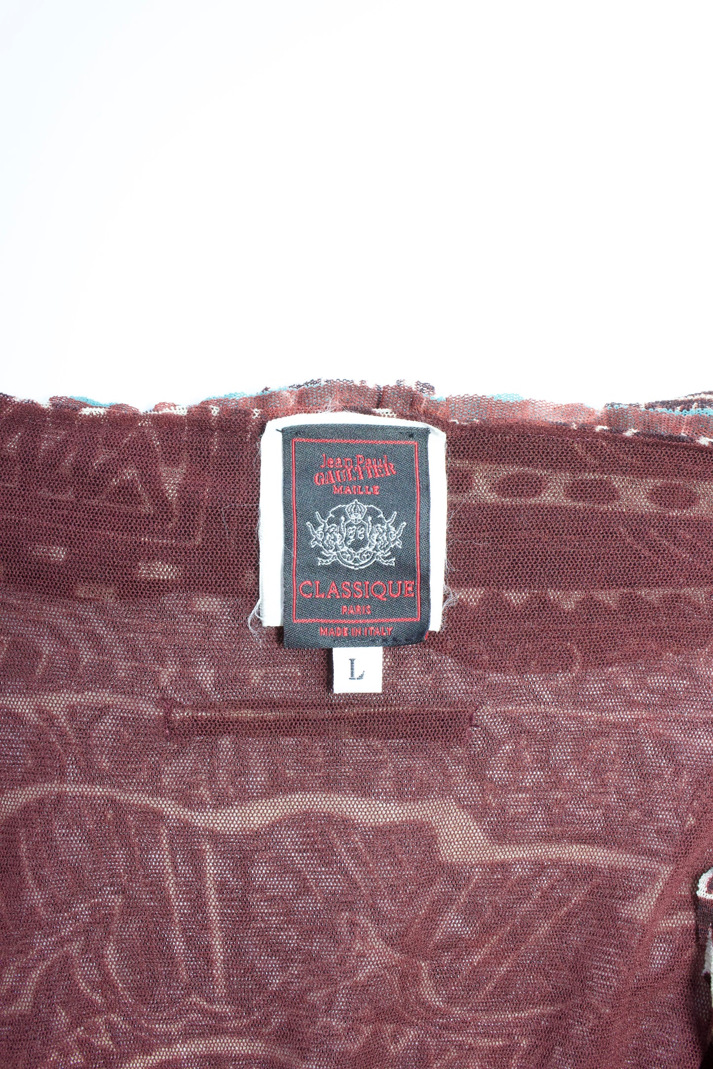 Jean Paul Gaultier brick-red and blue robe with ruffles