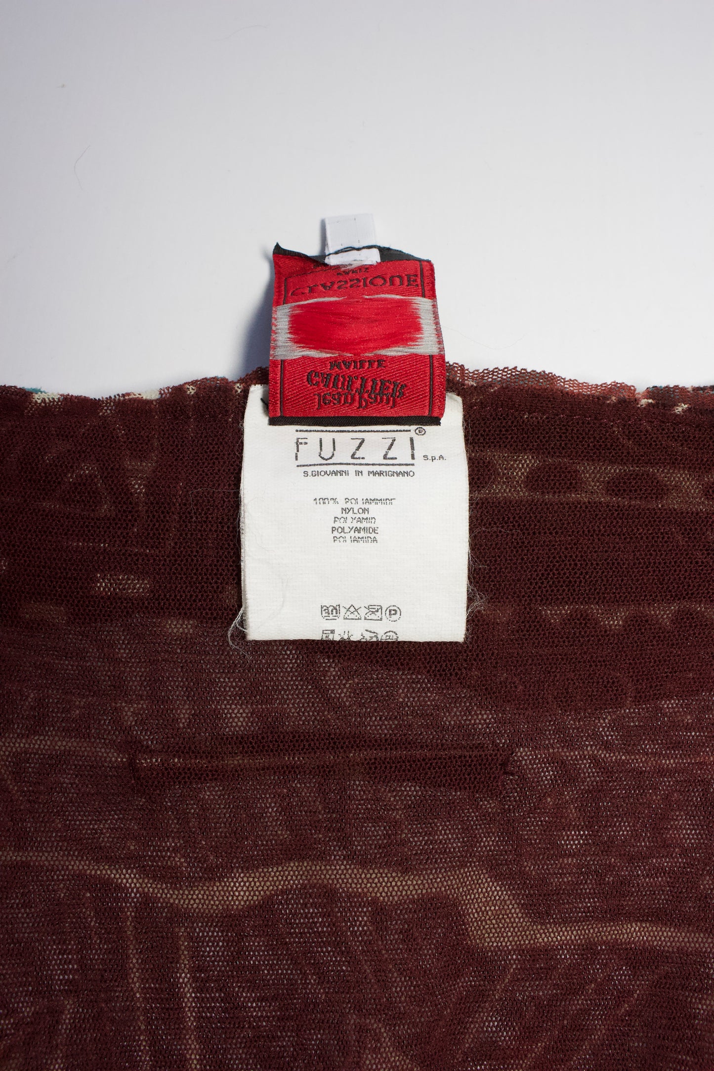 Jean Paul Gaultier brick-red and blue robe with ruffles