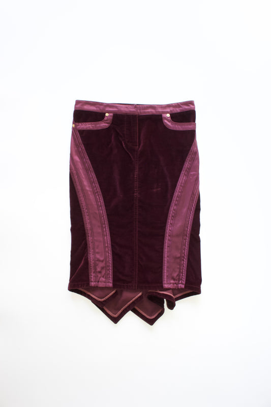 Roberto Cavalli FW 2004 purple velvet skirt