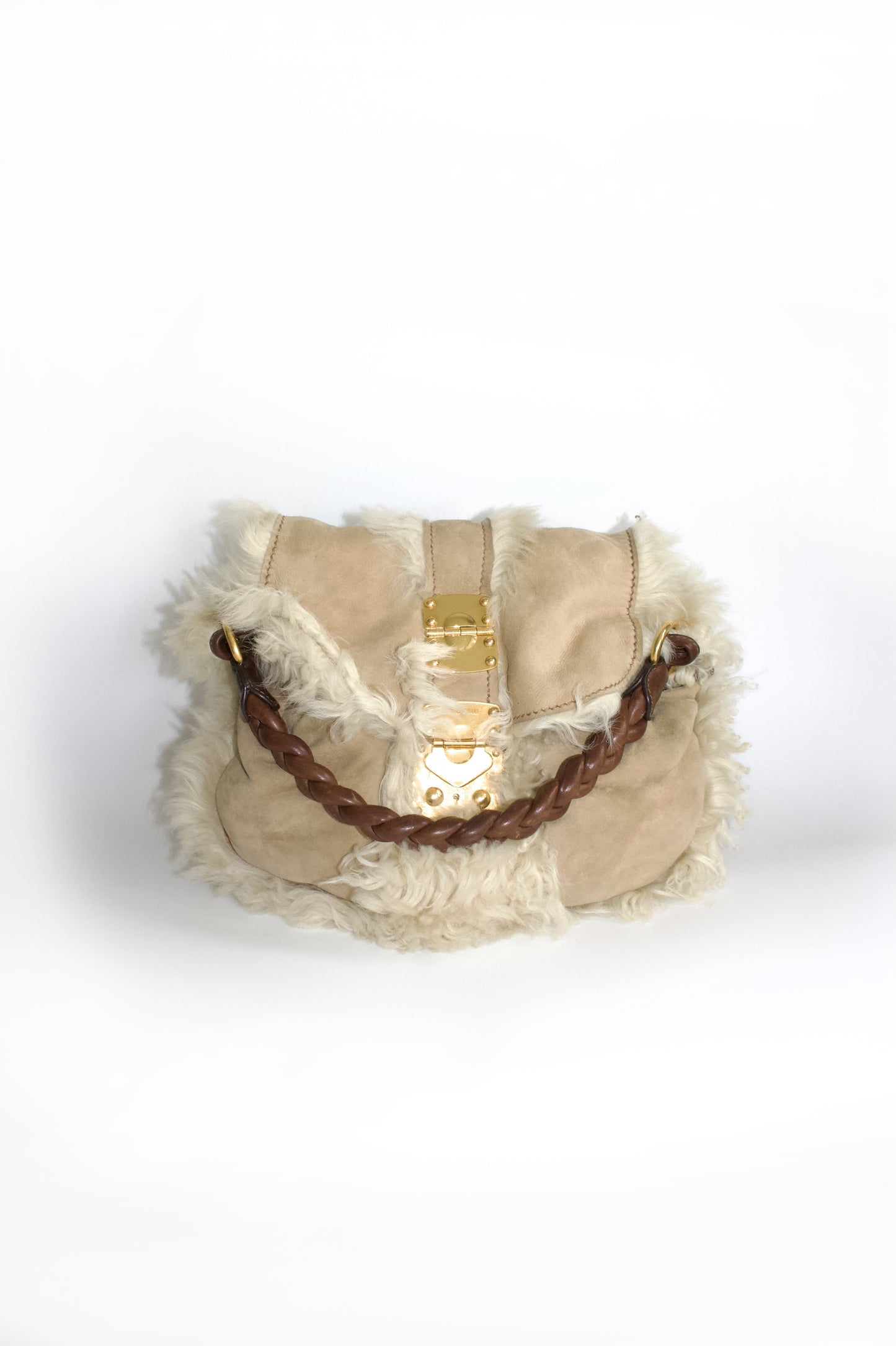 Miu Miu FW 2011 white sheepskin Coffer bag