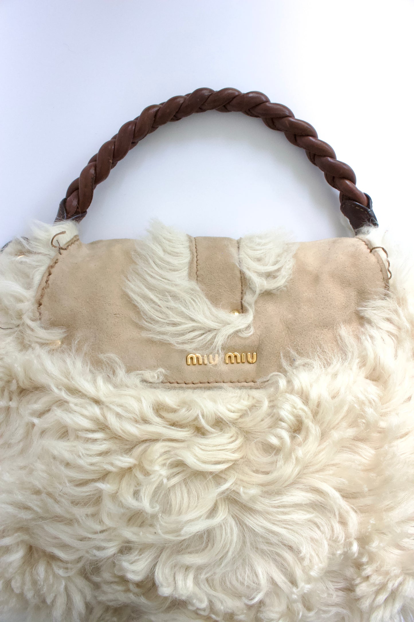 Miu Miu FW 2011 white sheepskin Coffer bag