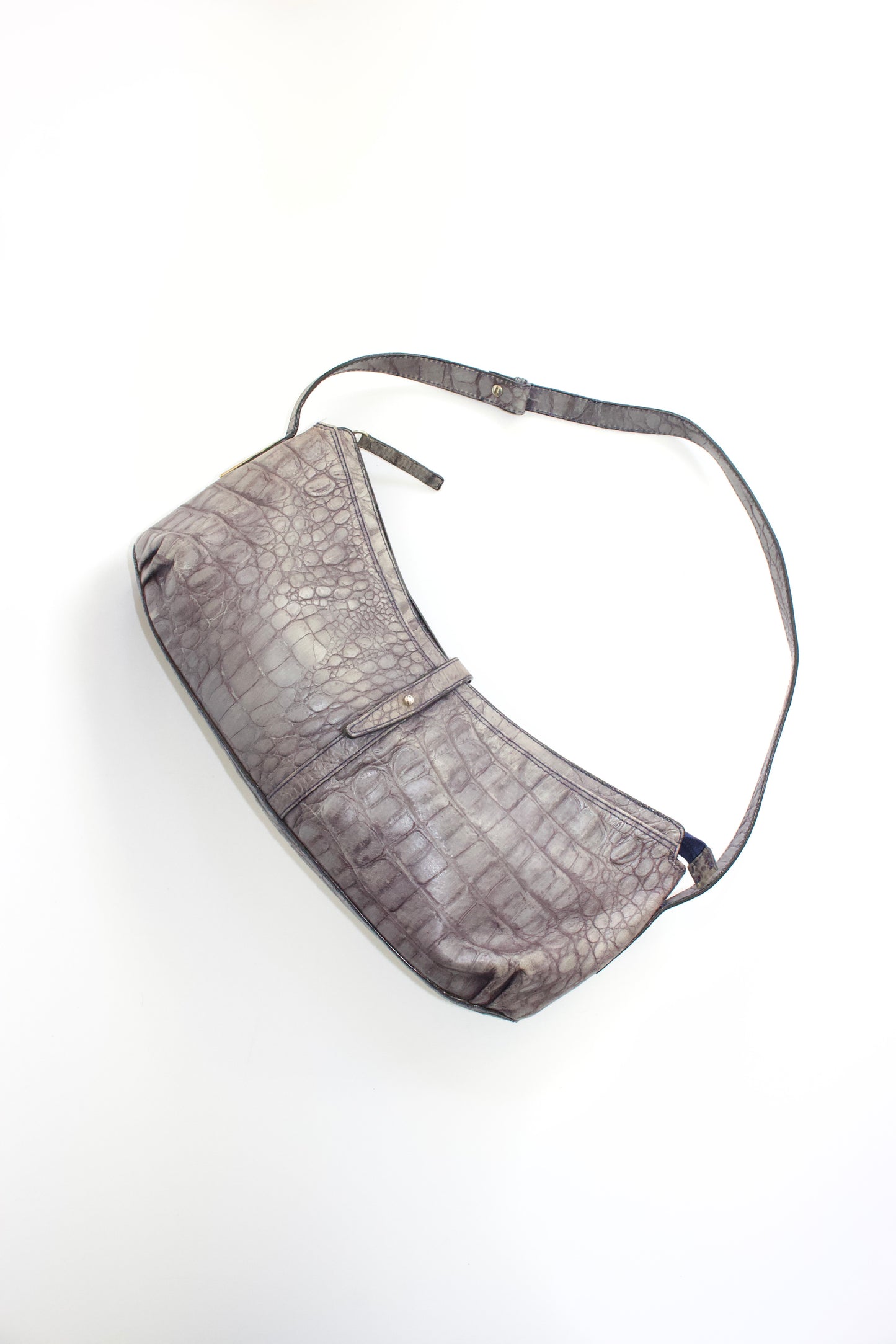 Roberto Cavalli grey leather baguette